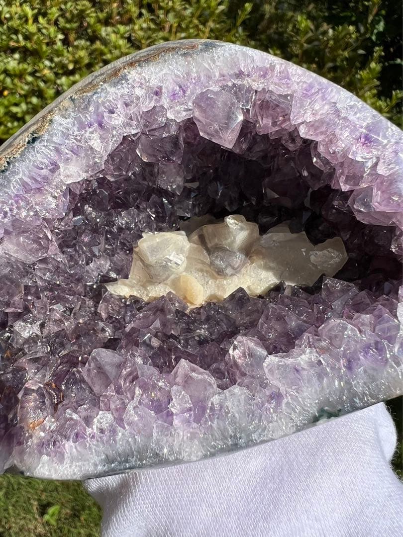 A166 高品質アメジストドーム クラスター カルサイト共生 パワーストーン