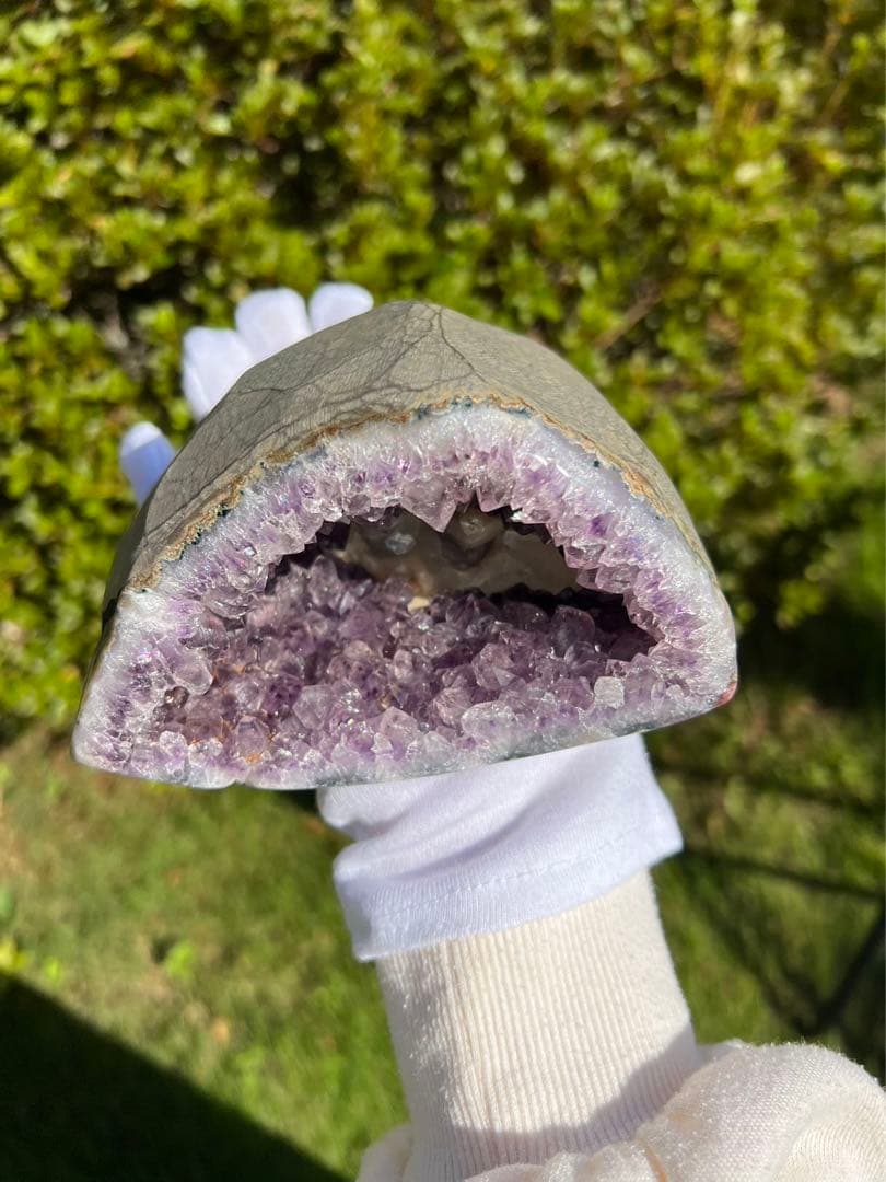 A166 高品質アメジストドーム クラスター カルサイト共生 パワーストーン