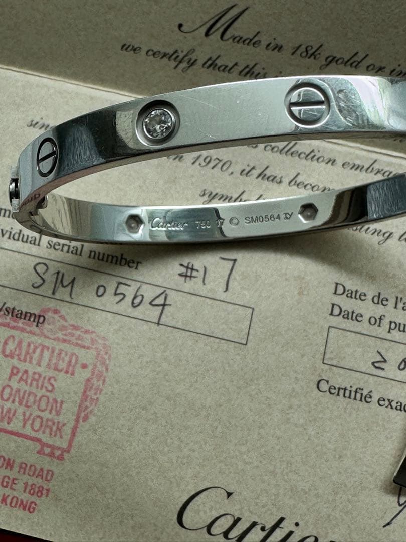 カルティエ ラブブレス　k18 wg 17 4p ダイヤ