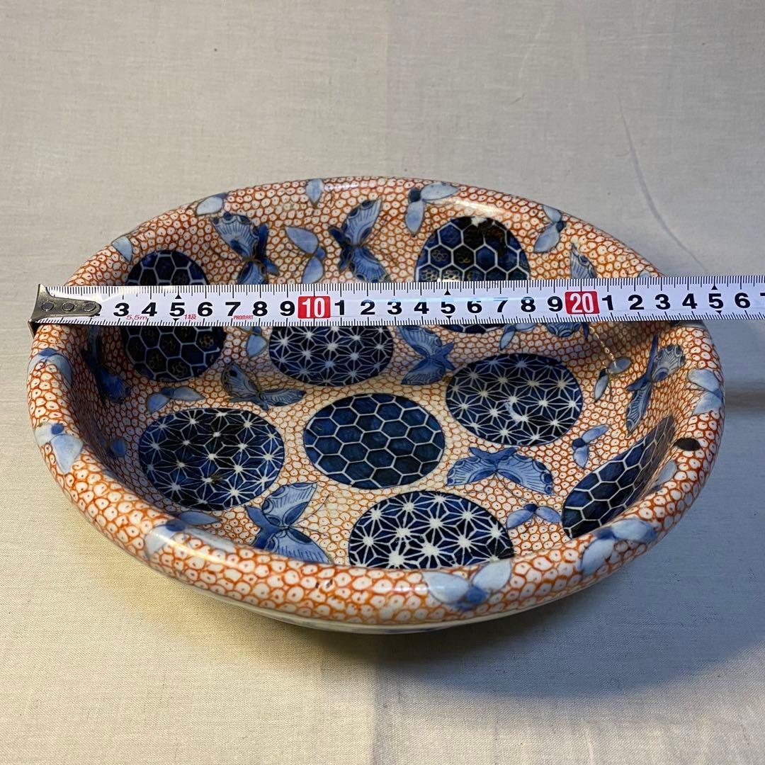 伊万里　古伊万里　大鉢　蝶の図　麻の葉紋　亀甲紋　金彩