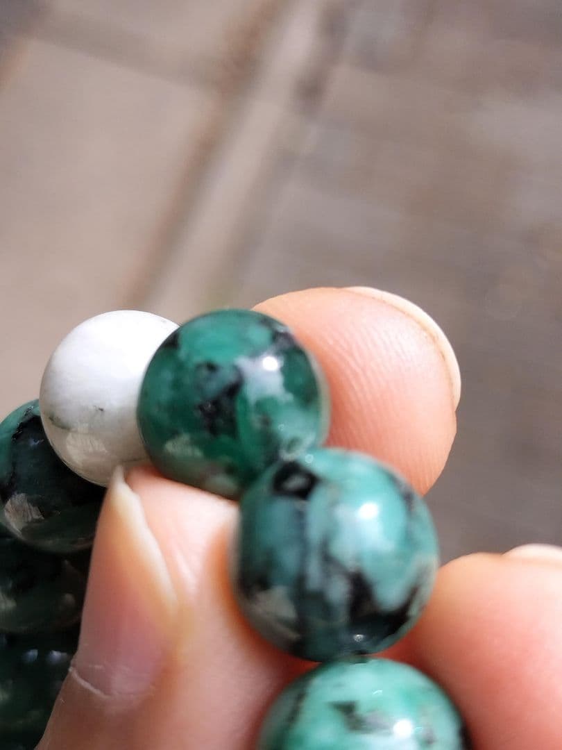 【1月末まで最終値下げ】エメラルド&フェナカイトブレスレット　11mm