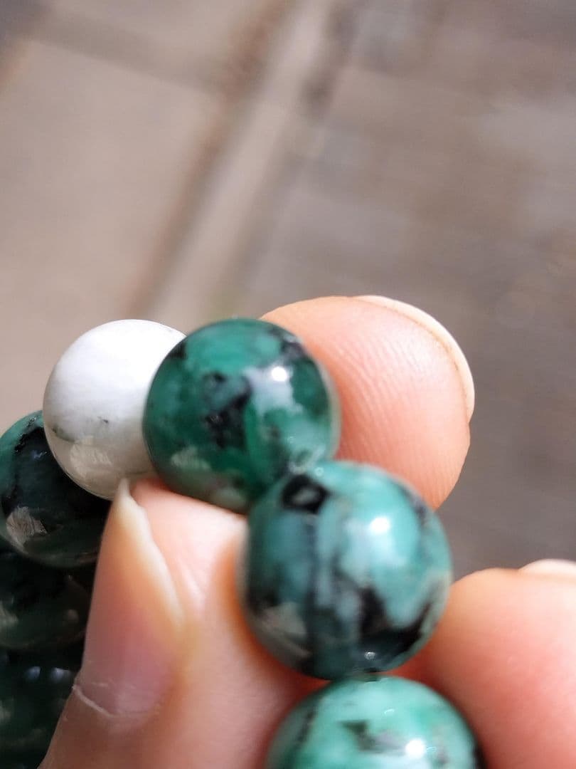 【1月末まで最終値下げ】エメラルド&フェナカイトブレスレット　11mm