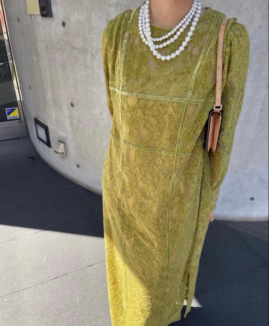 ワンピース AMERI CUT SEW LACE HARNESS DRESS