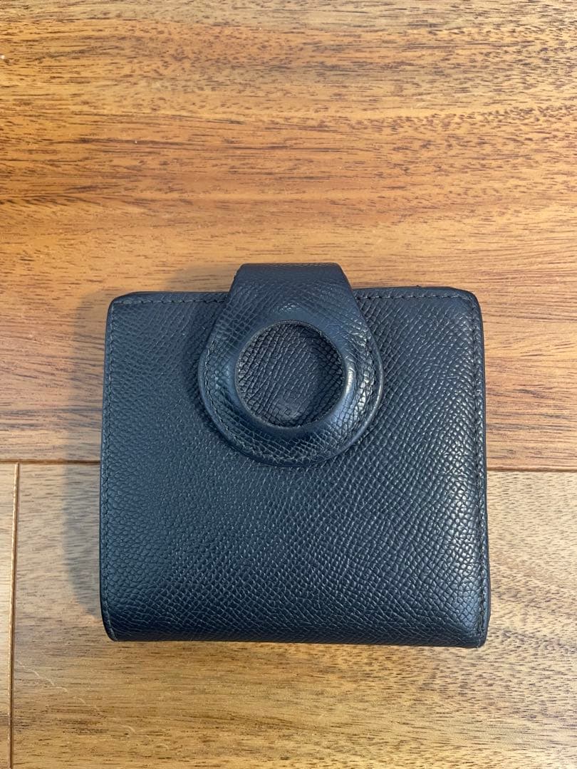 AirTag用Fermi+二つ折り財布 Annonayフレンチカーフ牛革ネイビー