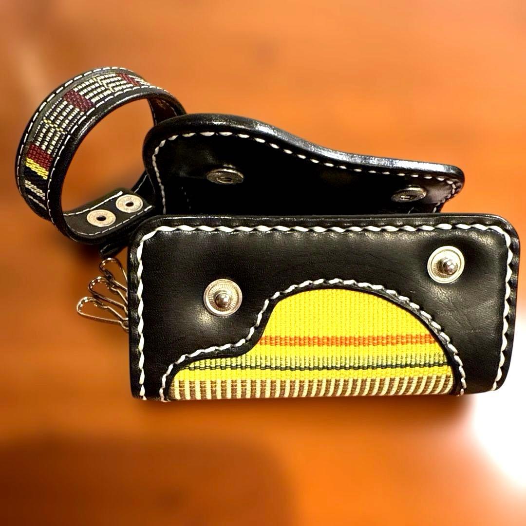 【首里織】琉球レザーL.L.A キーケース＆ブレスレットセット 沖縄伝統工芸新品