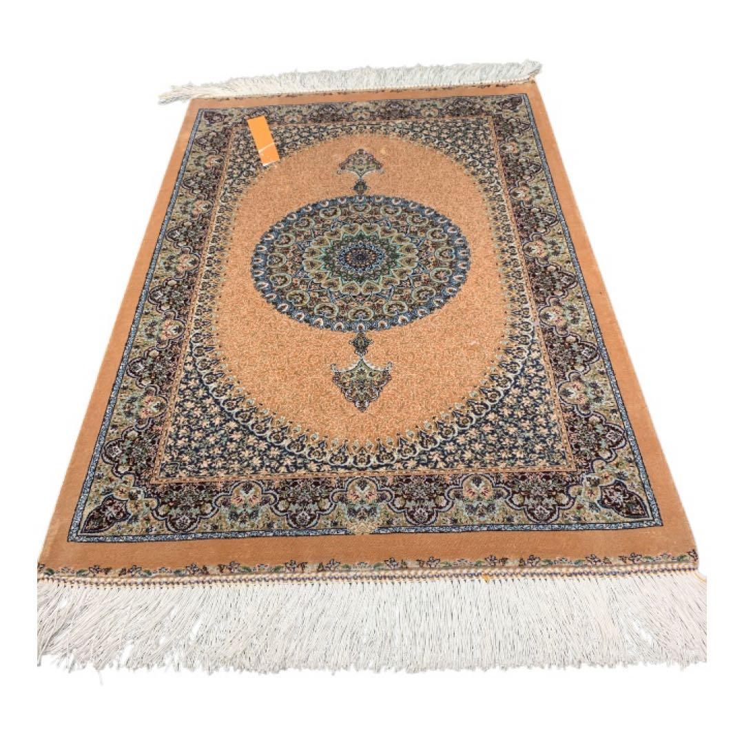 イラン、シルク銀柑敷物/サイズ:60x90cm…..mp1.