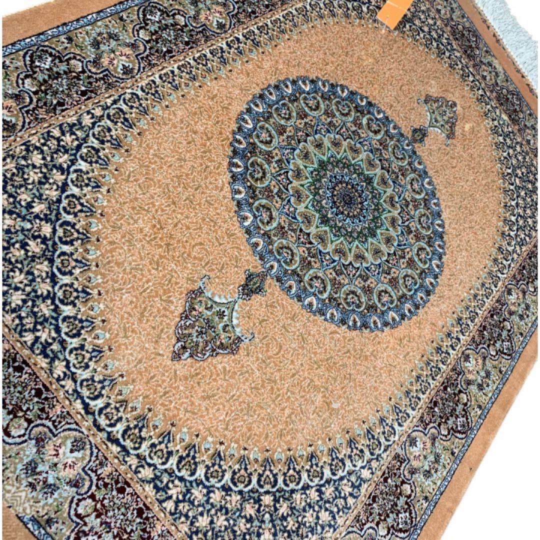 イラン、シルク銀柑敷物/サイズ:60x90cm…..mp1.
