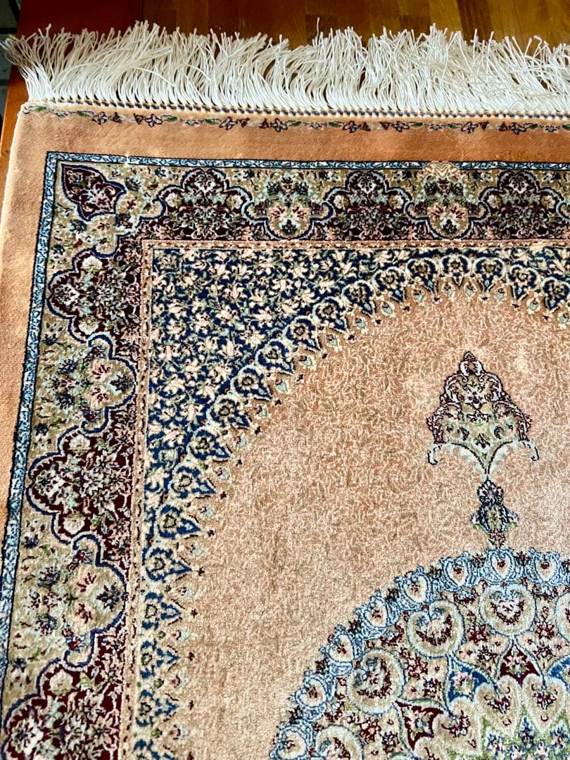 イラン、シルク銀柑敷物/サイズ:60x90cm…..mp1.