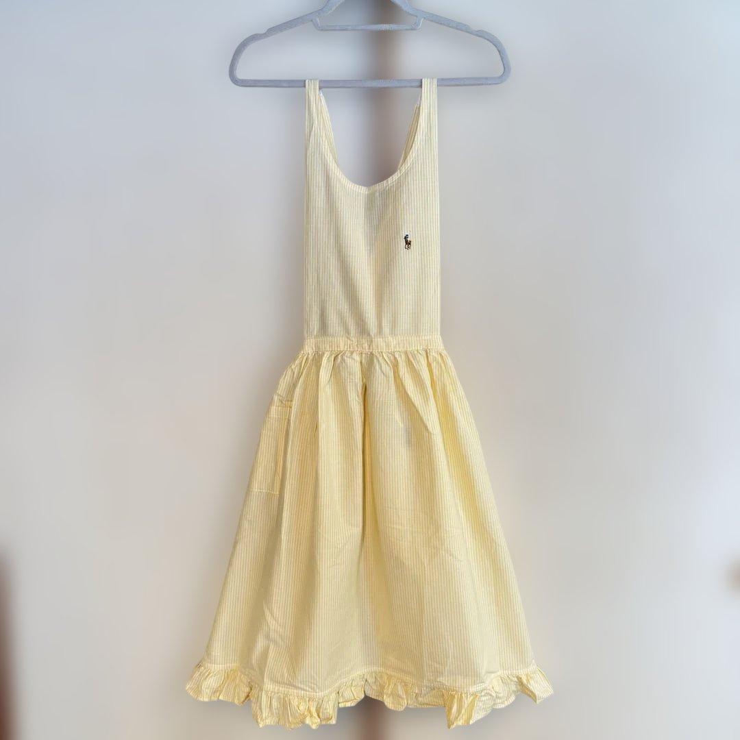 RALPH LAUREN ラルフローレン フリルエプロン 黄 ストライプ