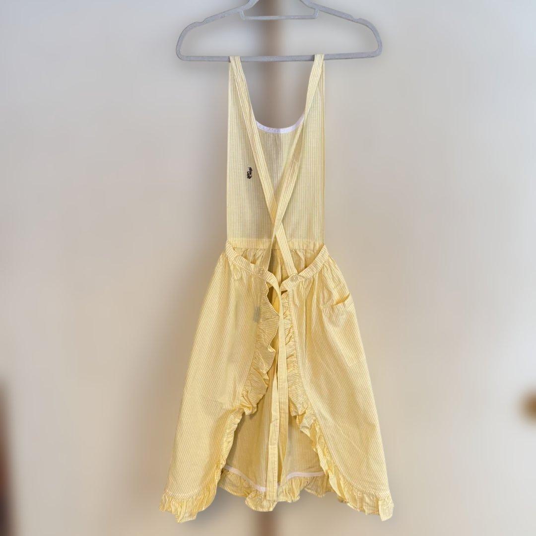 RALPH LAUREN ラルフローレン フリルエプロン 黄 ストライプ