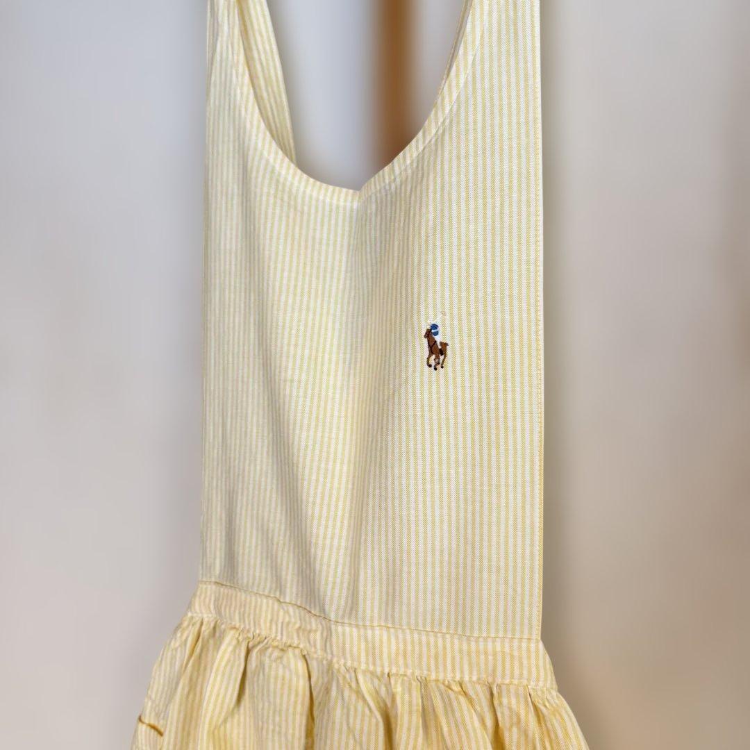 RALPH LAUREN ラルフローレン フリルエプロン 黄 ストライプ