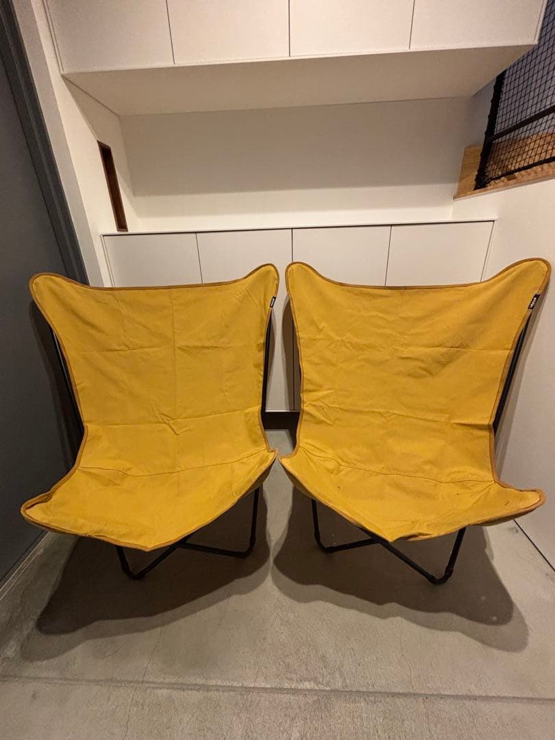 【2脚セット】ラフマ バタフライチェア イエロー　XL
