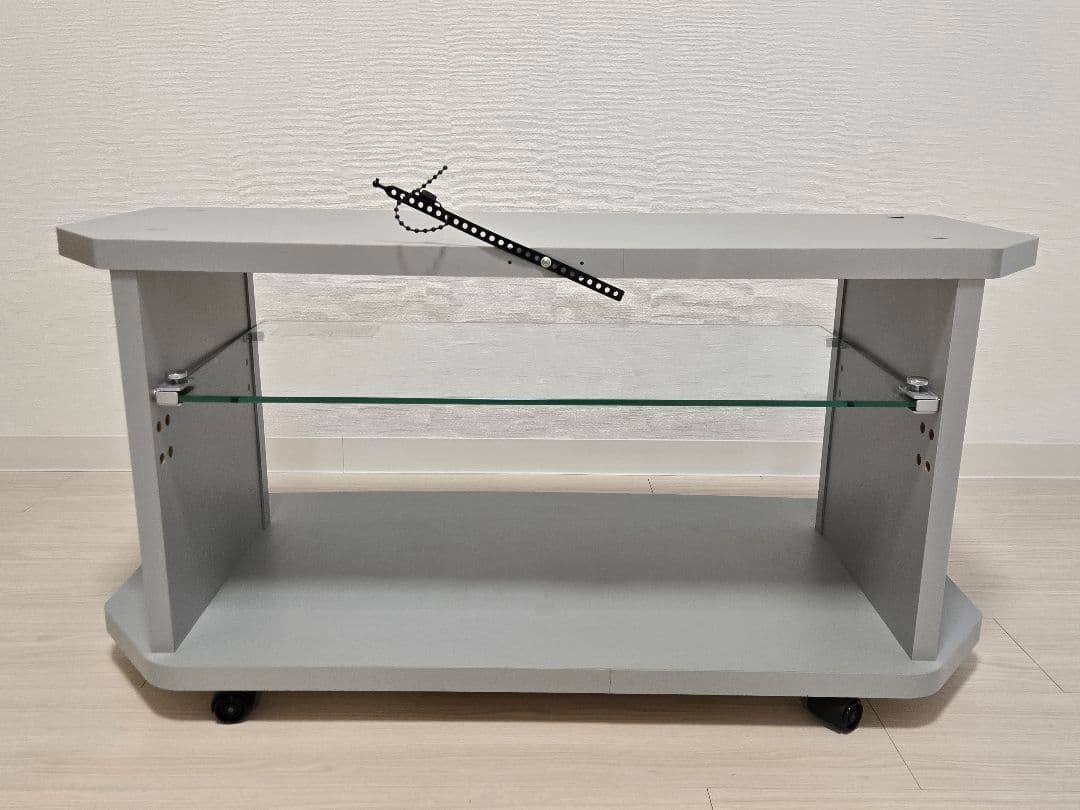 Panasonic テレビ台 グレー ガラス棚 キャスター付き