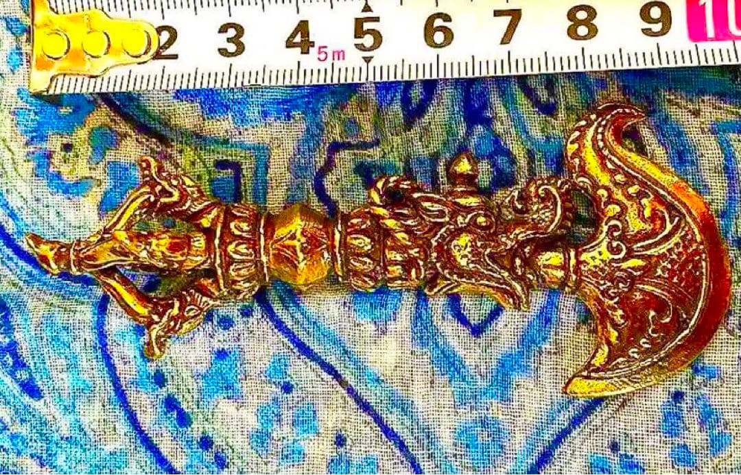 魔除け！金運！煩悩除！祈祷済みチベット製密教法具　金剛斧(カルタリ) 黄銅製