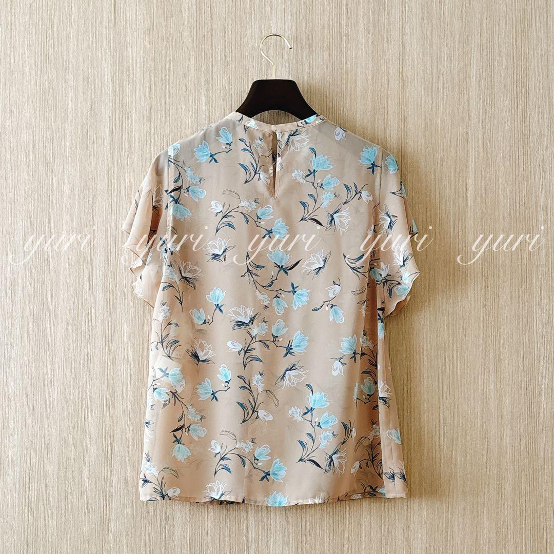 【324】美品　アナイ　フラワードローイングプリントスタンド　ブラウス　B