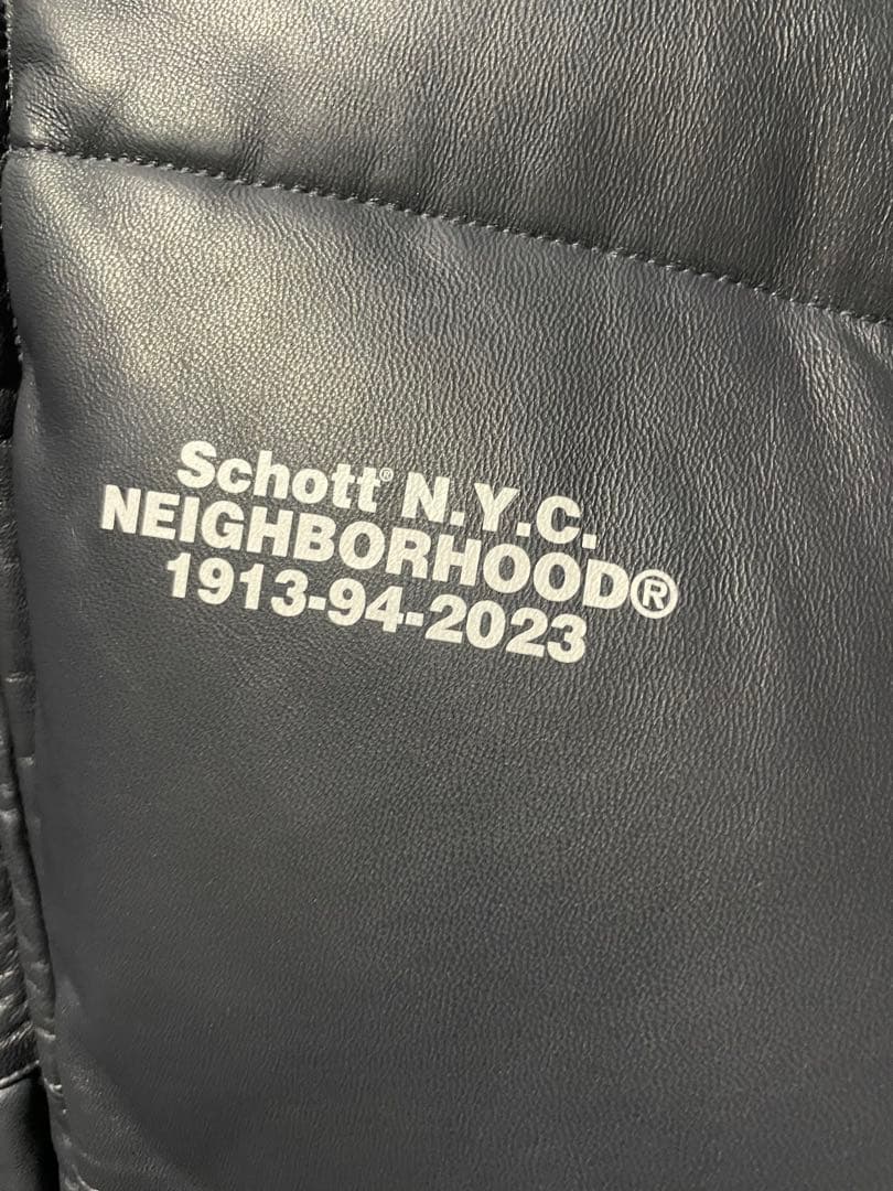 NEIGHBORHOOD × Schott レザーダウン サイズM ネイビー