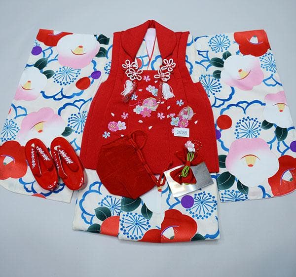 七五三 三歳 女児 被布着物フルセット お仕立て無料 NO34388