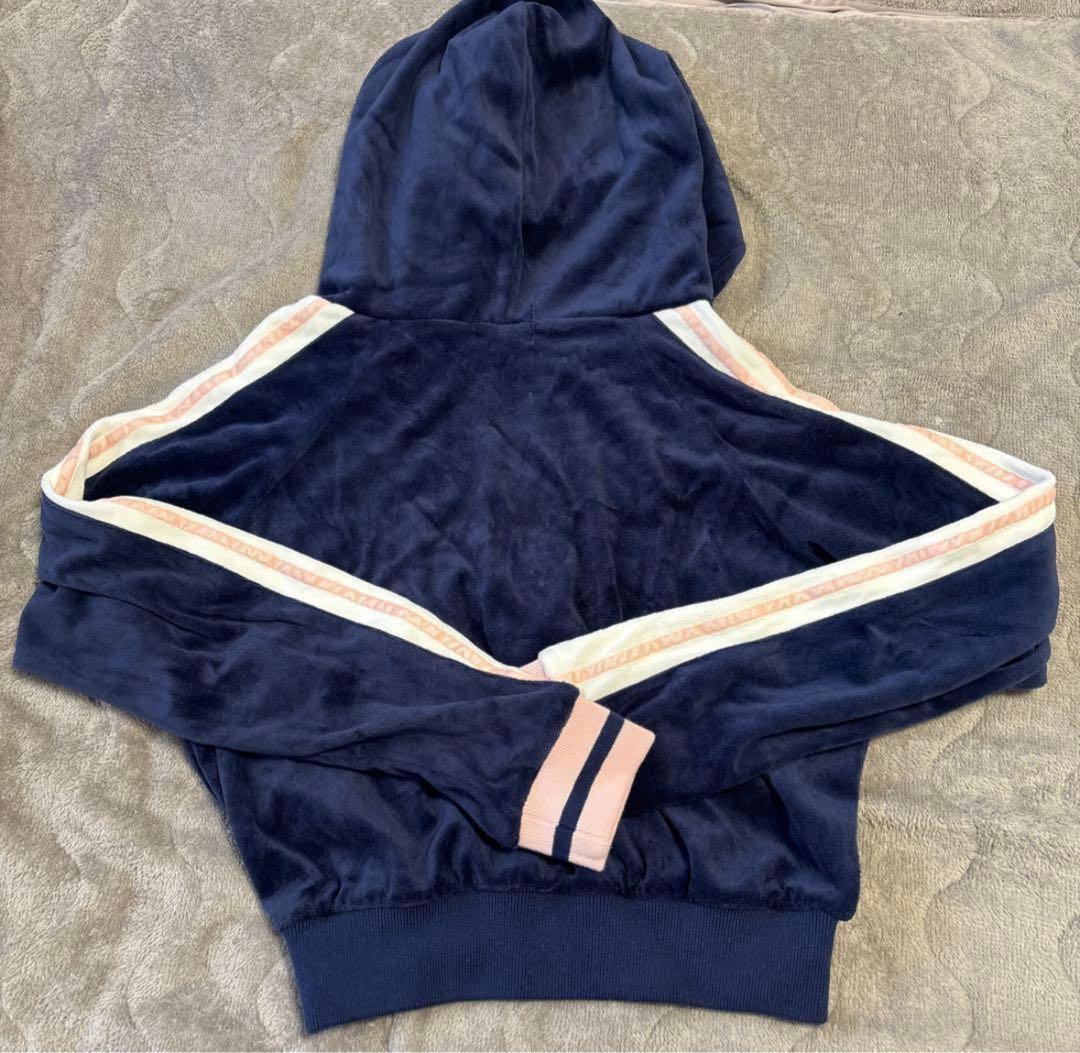 ダーリッチ　ラインベロアショートフーディ　バイカラーコードベロアワイドパンツ