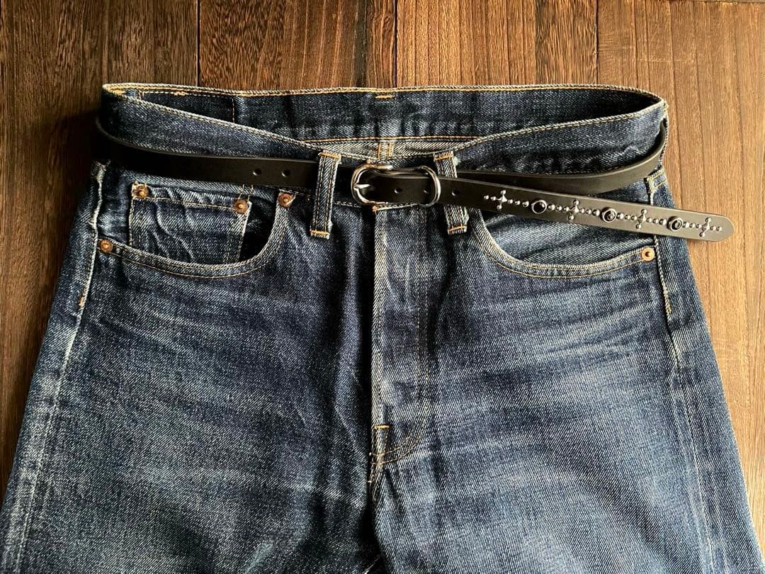 ナローロングベルト　シルバー　牛ヌメ　exca HTC CALEE