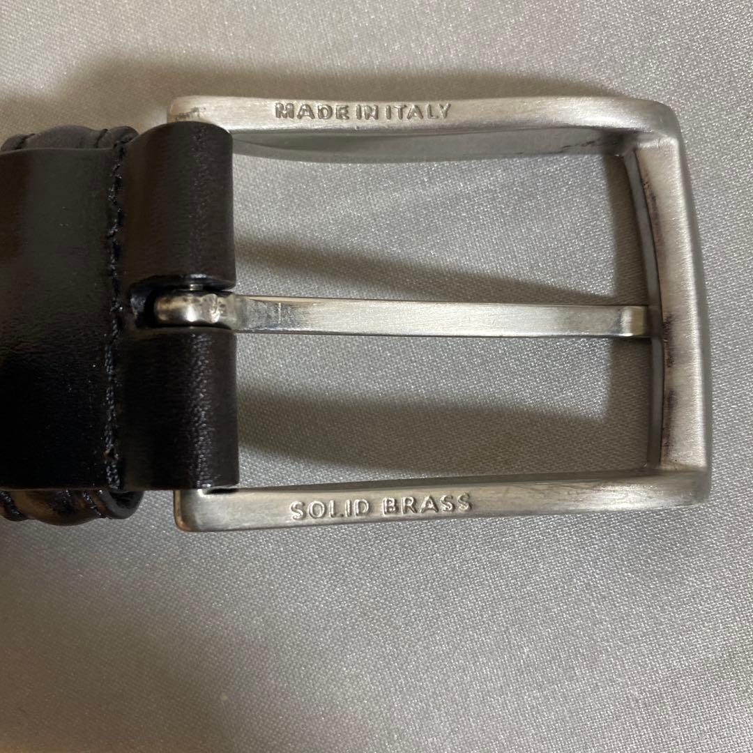 Anderson's 黒 編み込みレザーベルト　85