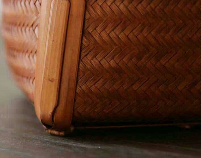 竹編細工籠 民芸職人手作り 自然竹の編み上げ 茶籠 茶道具収納 古風便攜