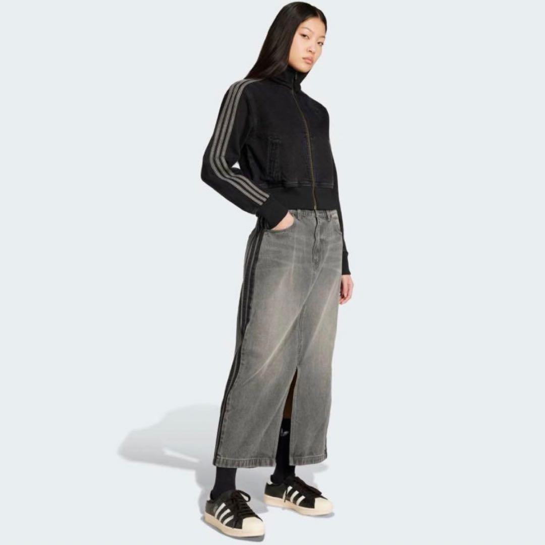 adidas アディカラー スリーストライプス デニム ペンシルスカート M