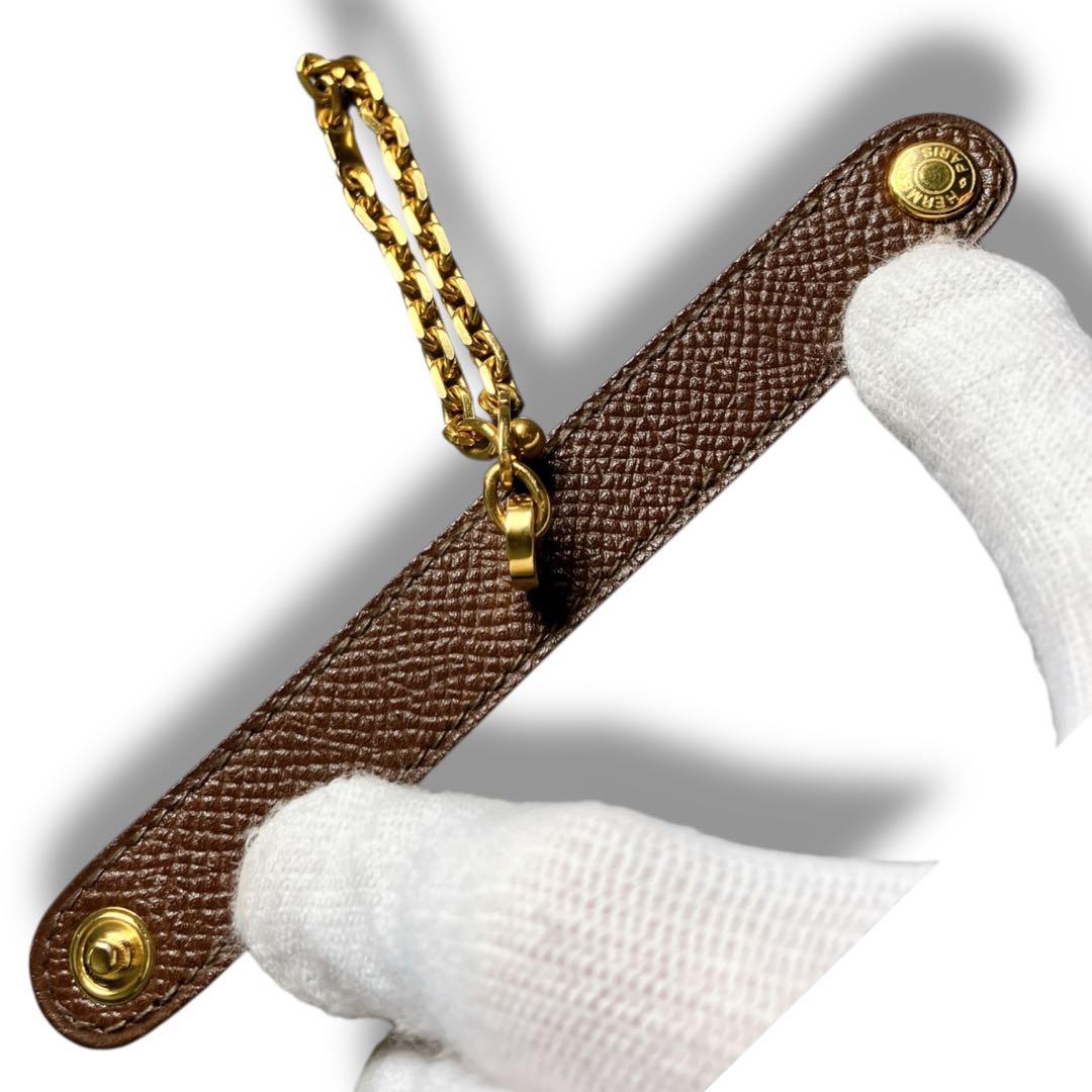 エルメス 良品 フランス製 保管袋付き レザー ゴールド金具 グローブホルダー