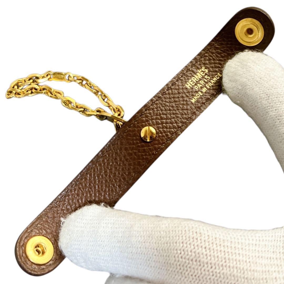 エルメス 良品 フランス製 保管袋付き レザー ゴールド金具 グローブホルダー