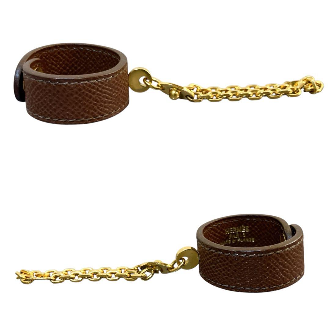 エルメス 良品 フランス製 保管袋付き レザー ゴールド金具 グローブホルダー