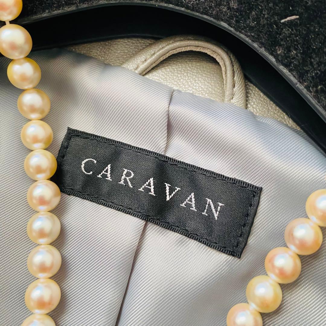 極美品 CARAVAN 最高級ラムレザー メタリックシルバー レザージャケット