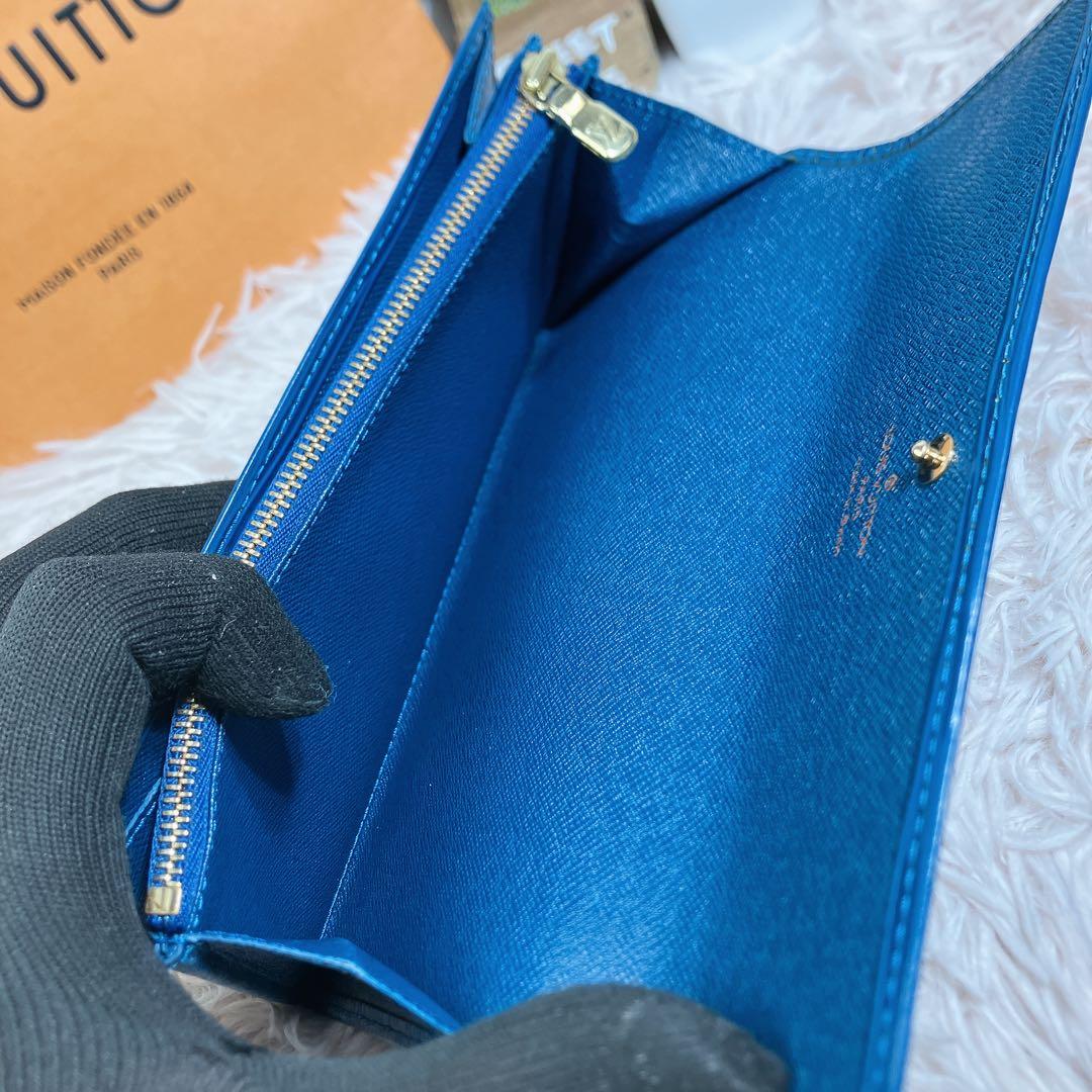 美品 ルイヴィトン エピ ポシェット ポルトモネ クレディ 長財布 青 ブルー