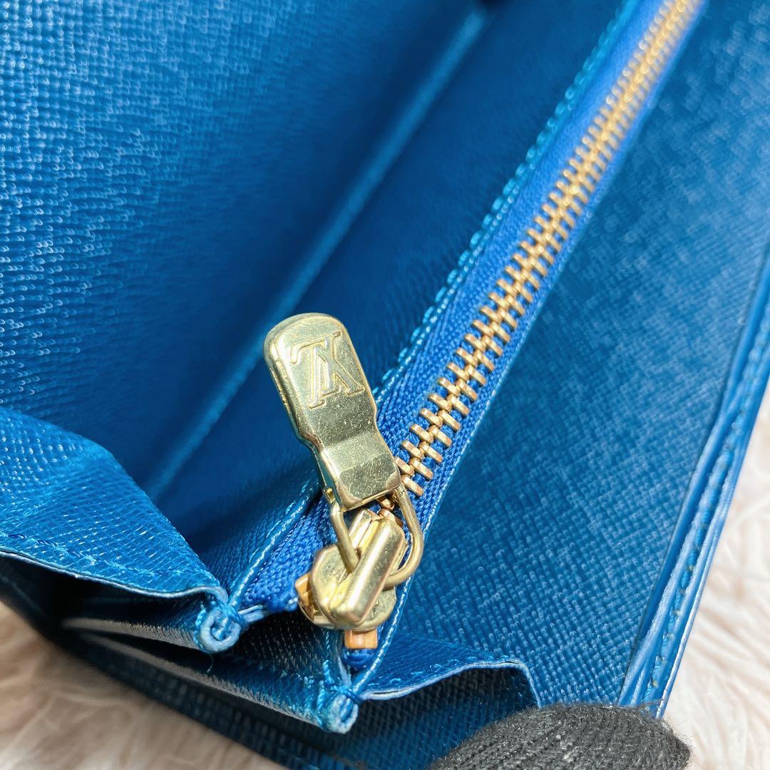 美品 ルイヴィトン エピ ポシェット ポルトモネ クレディ 長財布 青 ブルー