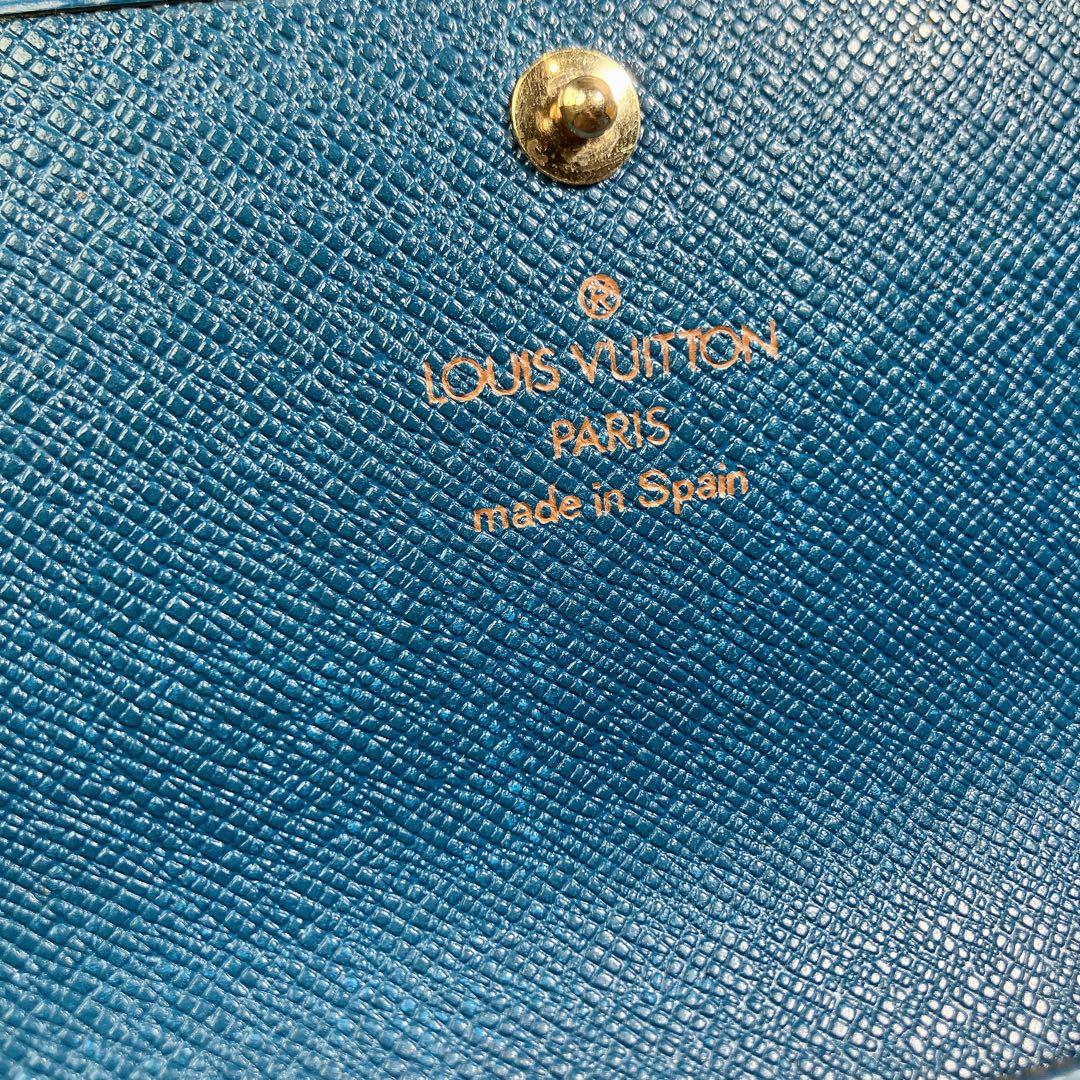 美品 ルイヴィトン エピ ポシェット ポルトモネ クレディ 長財布 青 ブルー