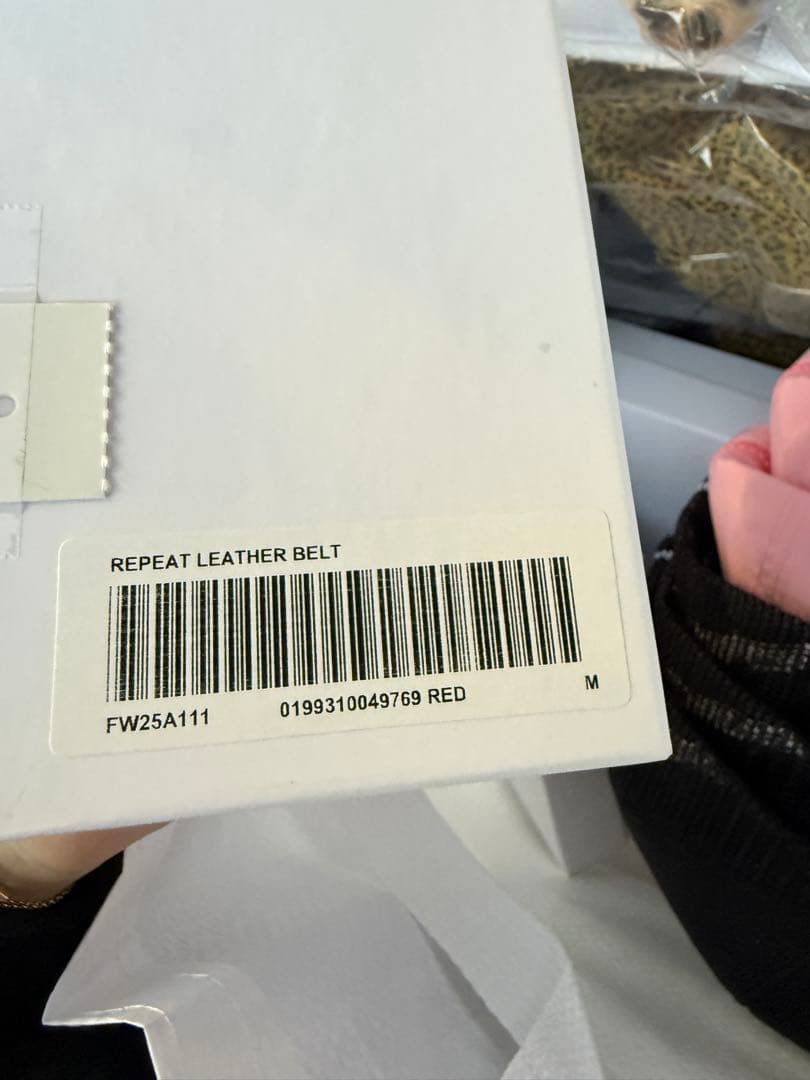 Supreme REPEAT LEATHER BELT レッド M