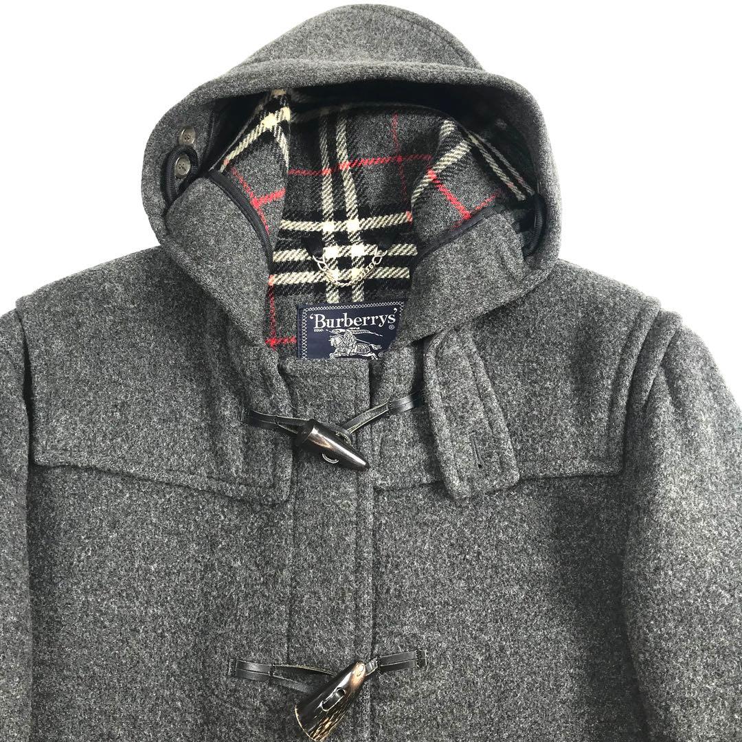 バーバリー Burberrys ダッフルコート グレー ウール ノバチェック
