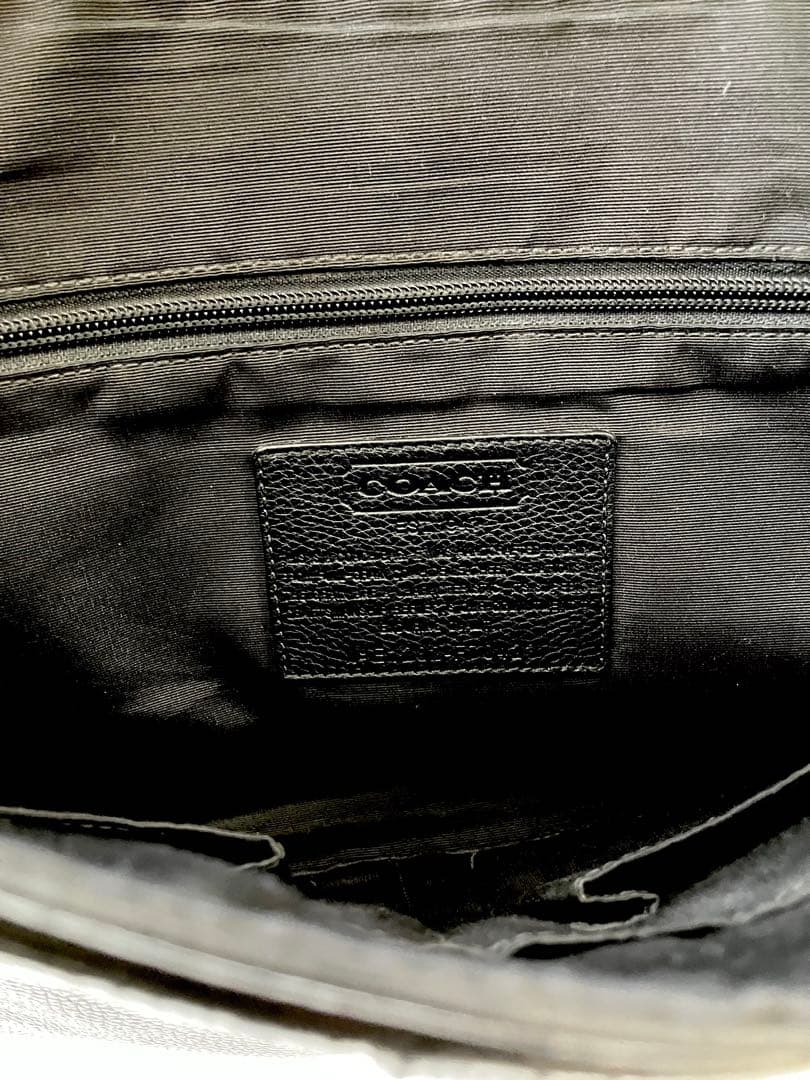 COACH レザー ショルダーバッグ 本革 フラップ 斜めがけ 黒 メンズ