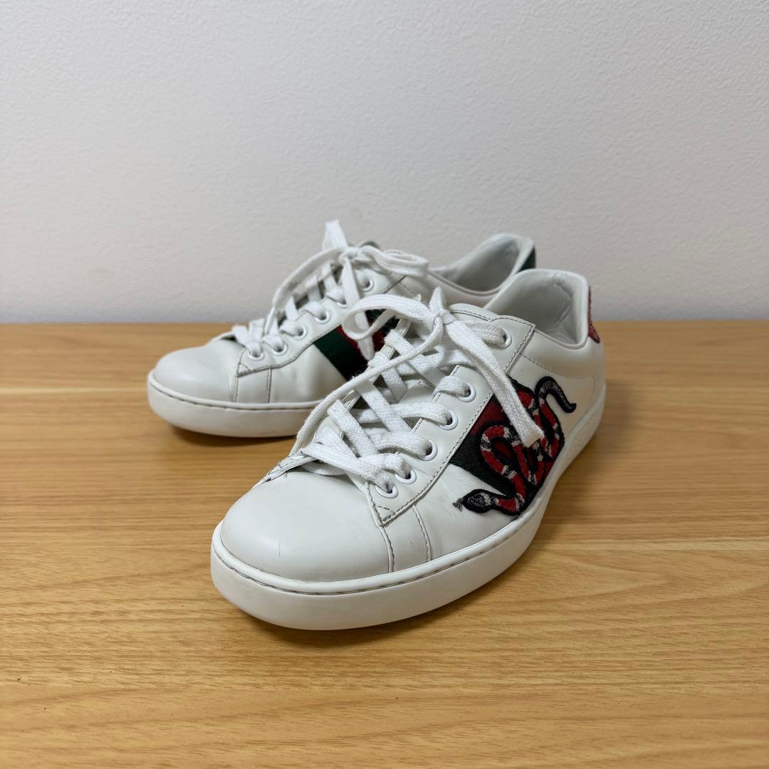 グッチ　456230 スネーク　シェリーライン　ホワイト　スニーカー　5サイズ