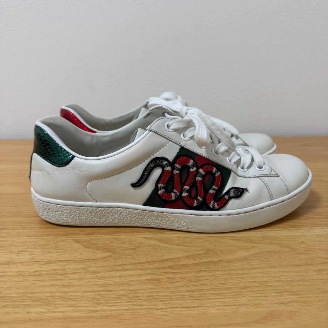 グッチ　456230 スネーク　シェリーライン　ホワイト　スニーカー　5サイズ