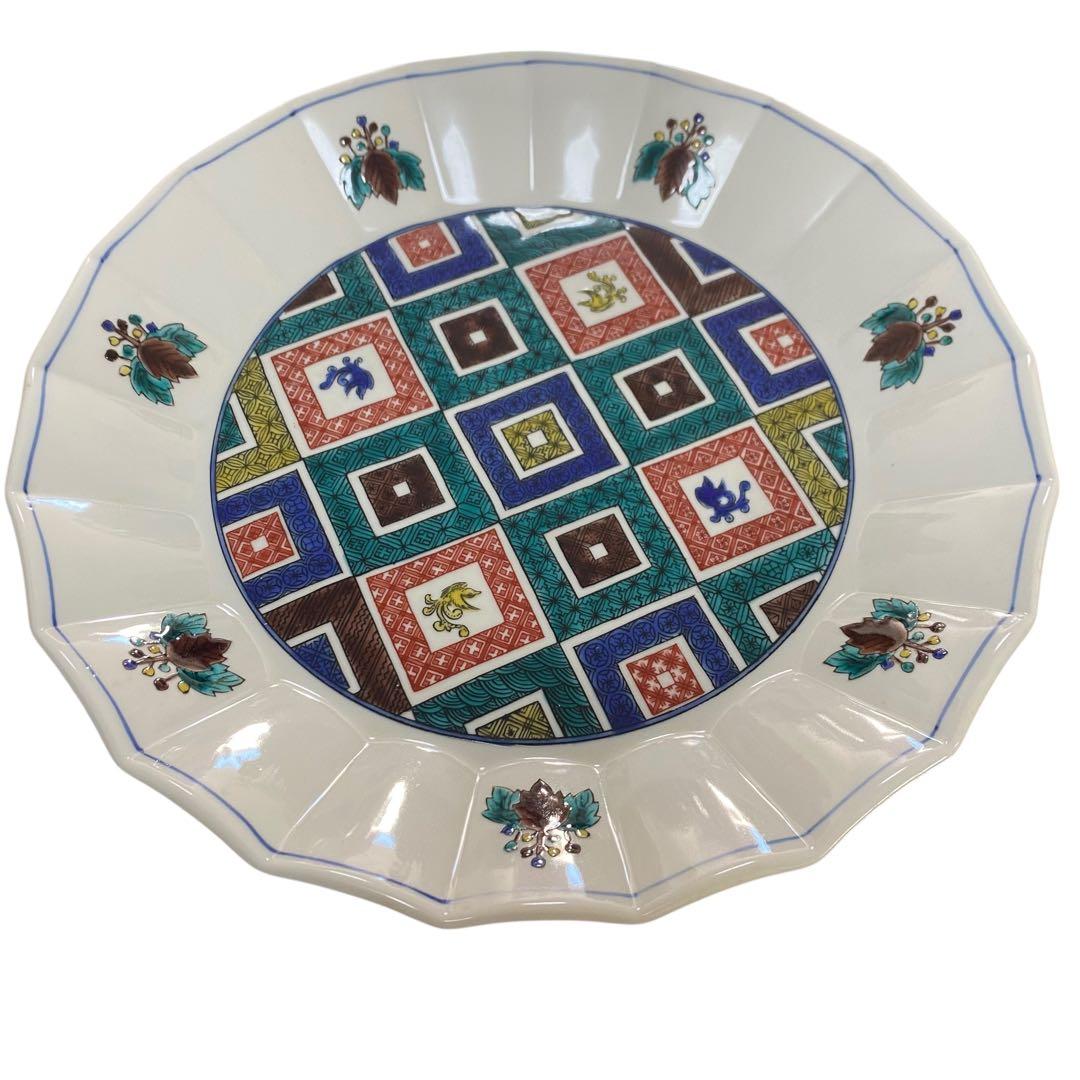 未使用　九谷焼 玉峰 大皿 飾り皿　木箱付き　皿