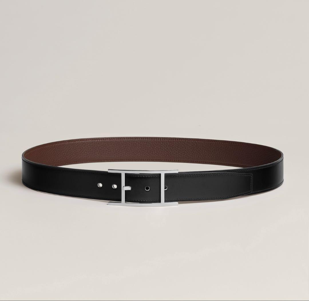 【HERMES】リバーシブルベルト 《カンタン》 32 黒 / ショコラ
