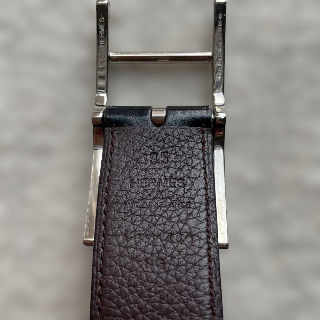 【HERMES】リバーシブルベルト 《カンタン》 32 黒 / ショコラ