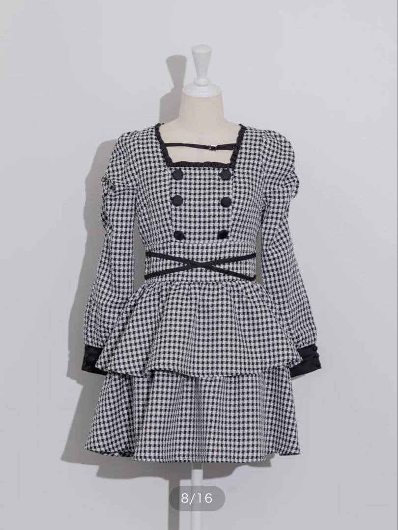 pium クロスベルトティアードワンピース ホワイトミックス