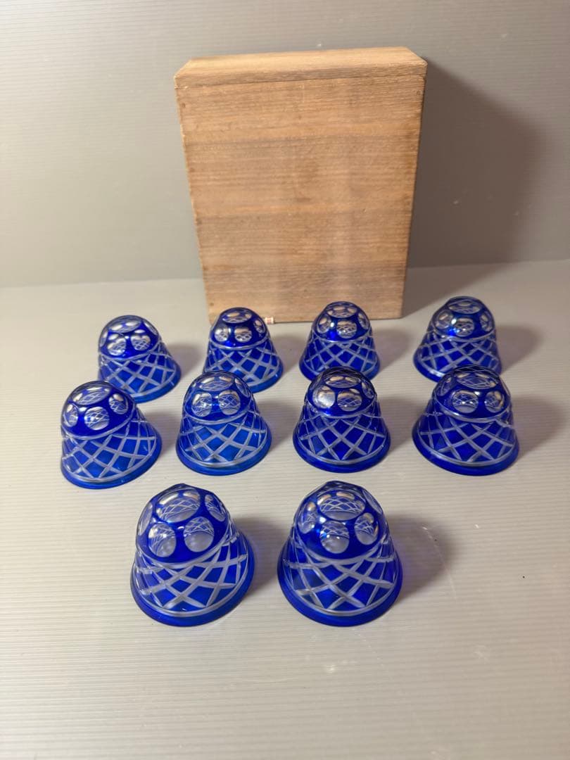 2879 色被切子冷茶グラス　10客　未使用