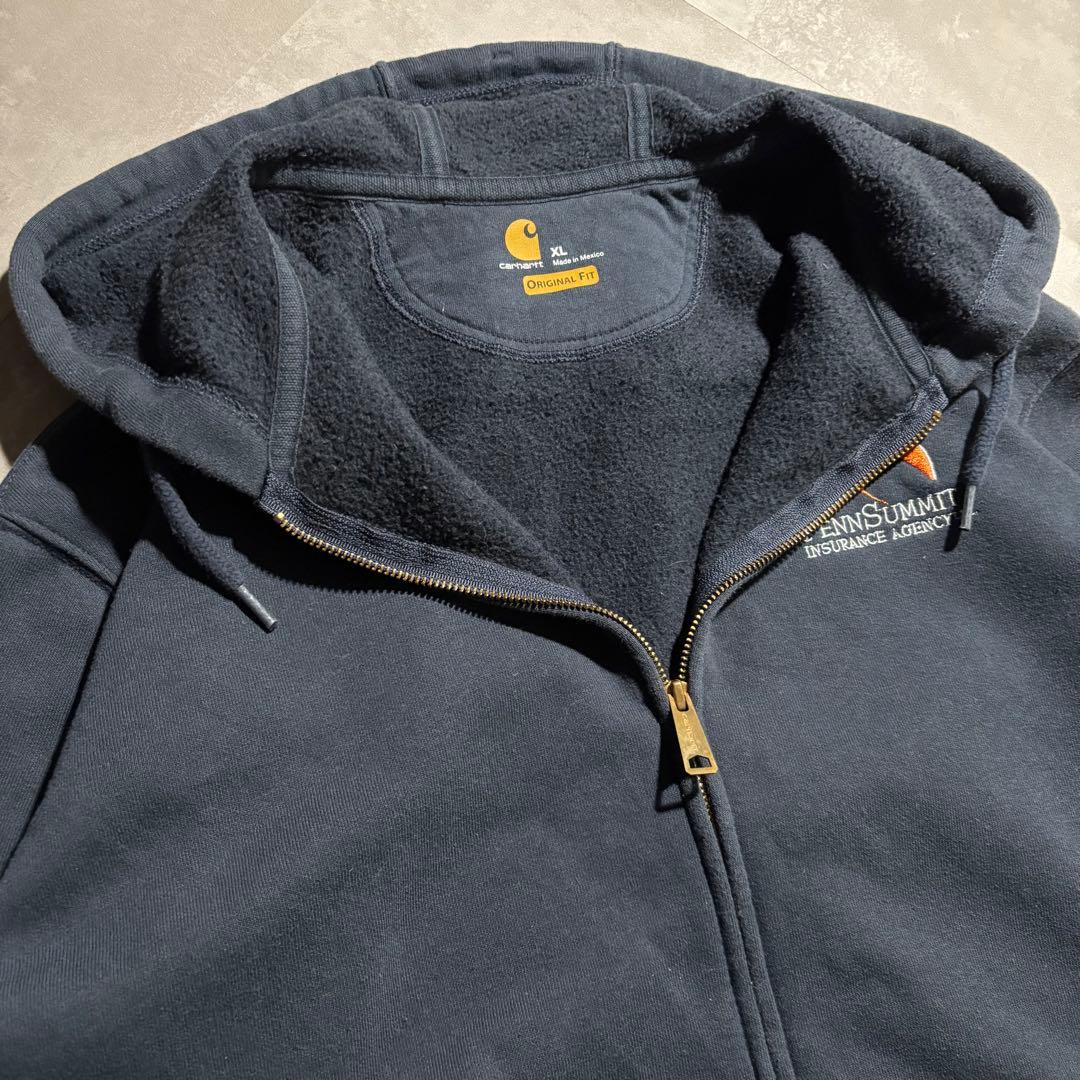 カーハート carhartt パーカー　フルジップ　サンフェード　ネイビー　紺色