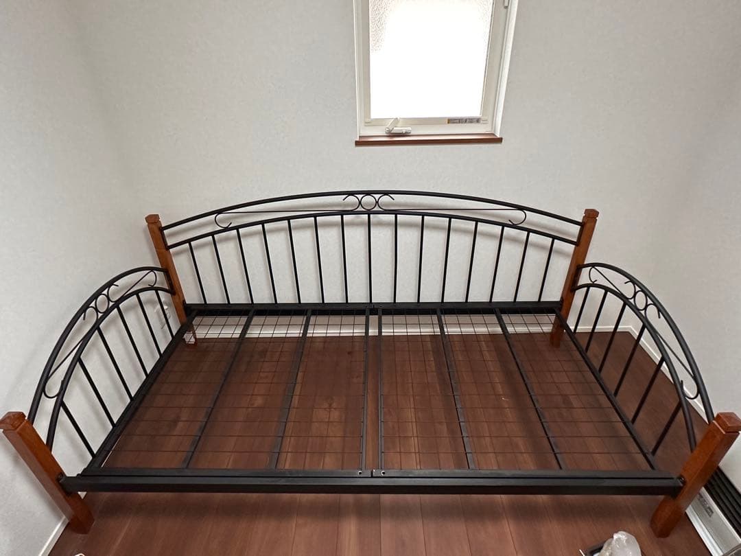 【直接引取】アイアン×ウッドシングルベッドフレーム