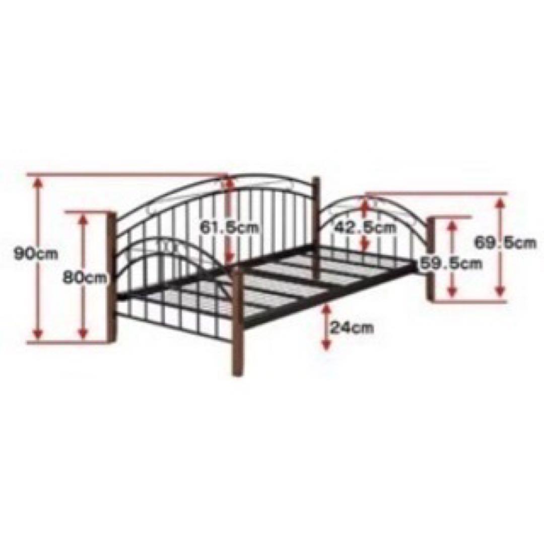【直接引取】アイアン×ウッドシングルベッドフレーム