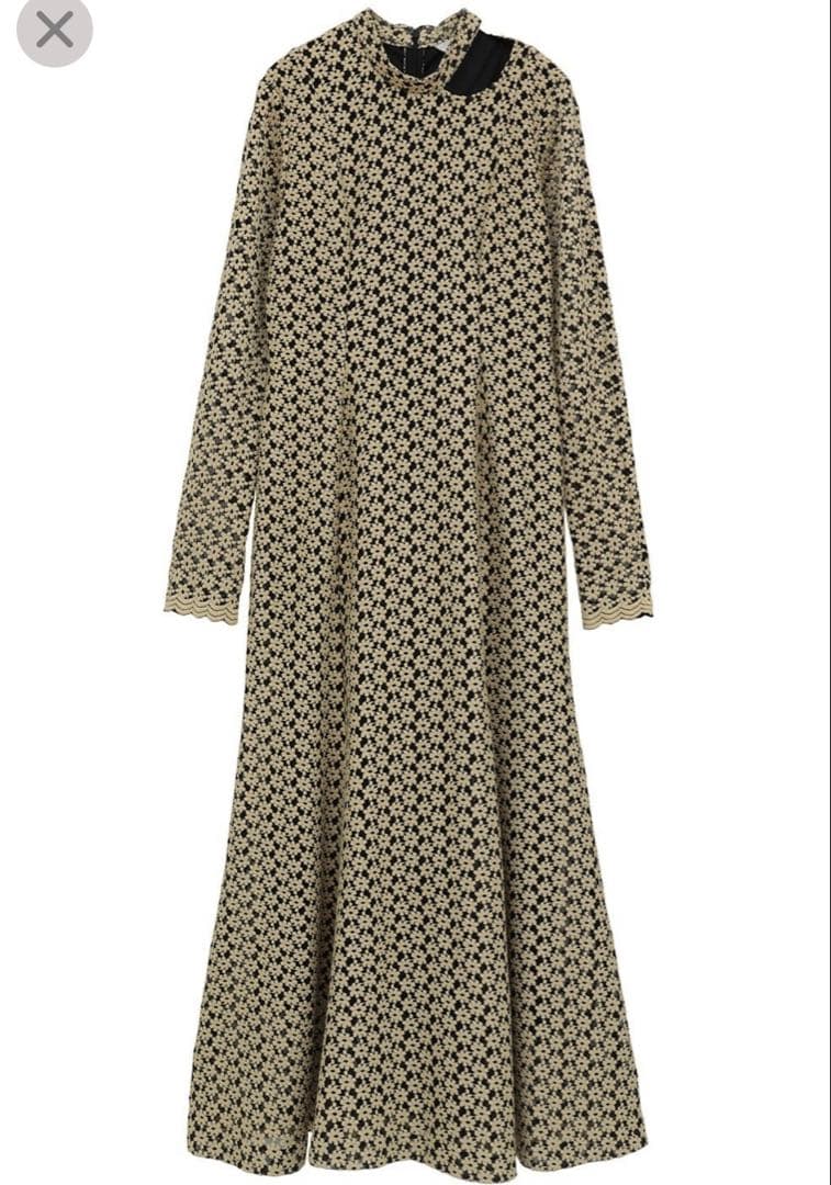 【CLANE】3DFLOWER LACE SLASH NECK ONEPIECE