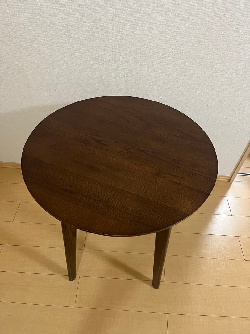 木製ダイニングテーブル 円形 ダークブラウン