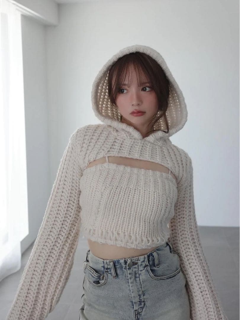 トップス Leo hood knit set ivory