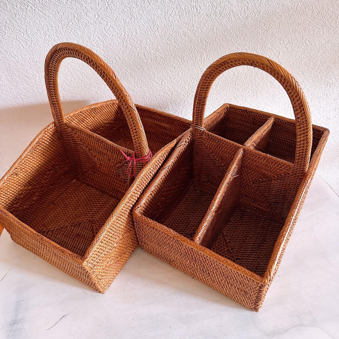 【新品】アタ 仕切り ボックス コスメボックス 収納雑貨 アタ雑貨 バリ島 カゴ